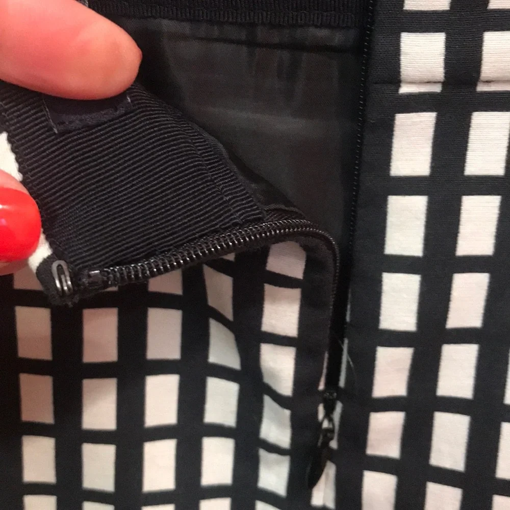 J. Crew Black and White Grid Pencil Skirt
